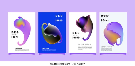 Abstract  Colorful curvy liquid covers and poster set. Bubble shapes layout design composition and template.