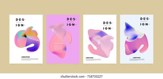 Abstract  Colorful curvy liquid covers and poster set. Bubble shapes layout design composition and template.