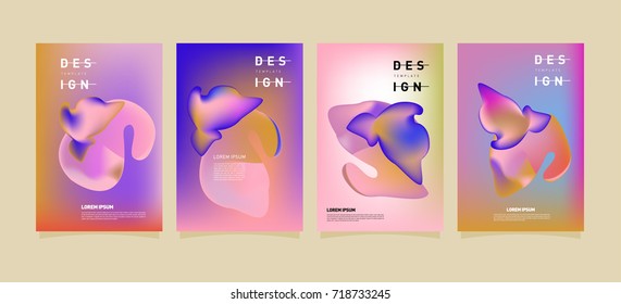 Abstract  Colorful curvy liquid covers and poster set. Bubble shapes layout design composition and template.