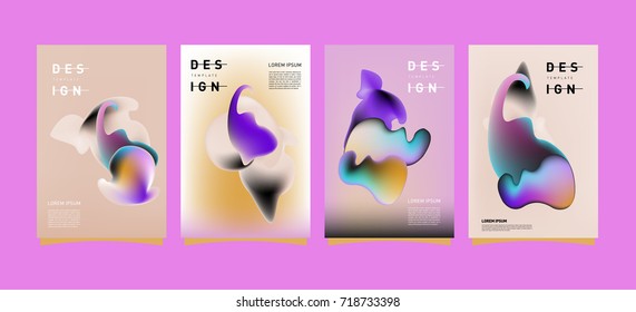 Abstract  Colorful curvy liquid covers and poster set. Bubble shapes layout design composition and template.