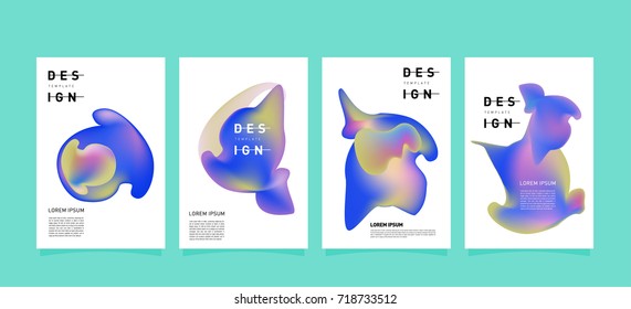 Abstract  Colorful curvy liquid covers and poster set. Bubble shapes layout design composition and template.