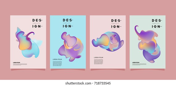 Abstract  Colorful curvy liquid covers and poster set. Bubble shapes layout design composition and template.