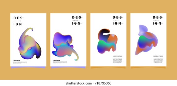Abstract  Colorful curvy liquid covers and poster set. Bubble shapes layout design composition and template.