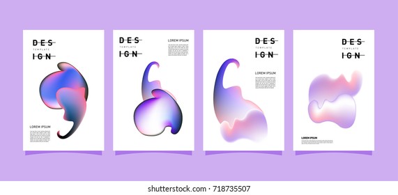 Abstract  Colorful curvy liquid covers and poster set. Bubble shapes layout design composition and template.