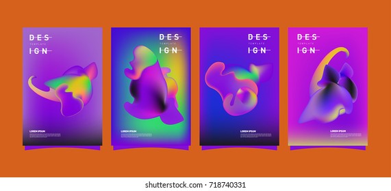 Abstract  Colorful curvy liquid covers and poster set. Bubble shapes layout design composition and template.