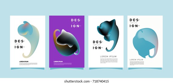 Abstract  Colorful curvy liquid covers and poster set. Bubble shapes layout design composition and template.