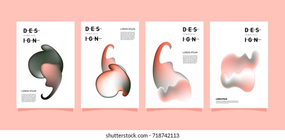Abstract  Colorful curvy liquid covers and poster set. Bubble shapes layout design composition and template.
 