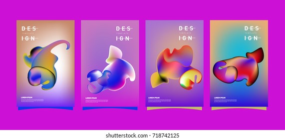 Abstract  Colorful curvy liquid covers and poster set. Bubble shapes layout design composition and template.
 