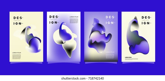 Abstract  Colorful curvy liquid covers and poster set. Bubble shapes layout design composition and template.
 