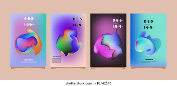 Abstract  Colorful curvy liquid covers and poster set. Bubble shapes layout design composition and template.
 
