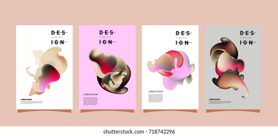 Abstract  Colorful curvy liquid covers and poster set. Bubble shapes layout design composition and template.
 