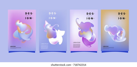 Abstract  Colorful curvy liquid covers and poster set. Bubble shapes layout design composition and template.
 