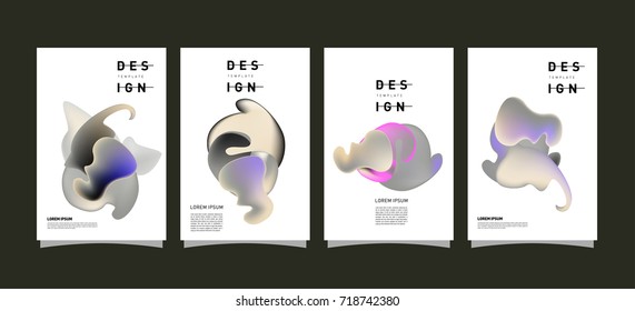 Abstract  Colorful curvy liquid covers and poster set. Bubble shapes layout design composition and template.
 