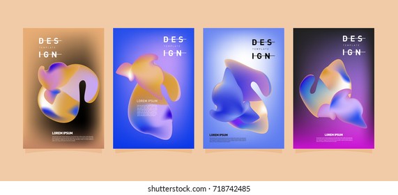 Abstract  Colorful curvy liquid covers and poster set. Bubble shapes layout design composition and template.
 