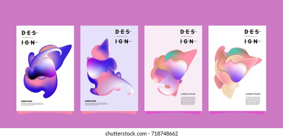 Abstract  Colorful curvy liquid covers and poster set. Bubble shapes layout design composition and template.
 
