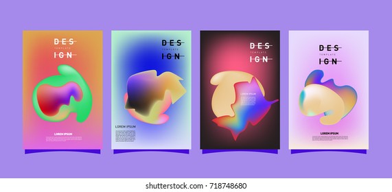 Abstract  Colorful curvy liquid covers and poster set. Bubble shapes layout design composition and template.
 