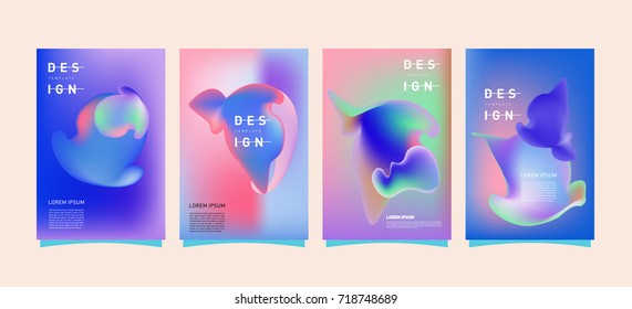 Abstract  Colorful curvy liquid covers and poster set. Bubble shapes layout design composition and template.
 