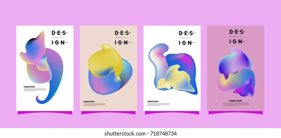 Abstract  Colorful curvy liquid covers and poster set. Bubble shapes layout design composition and template.
 
