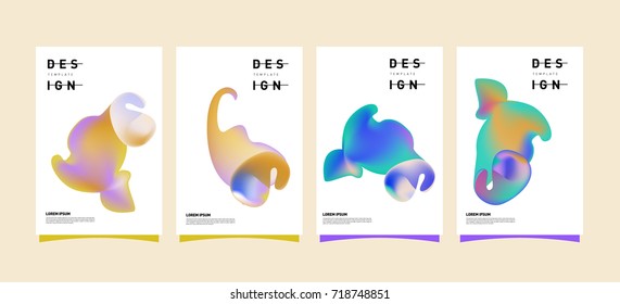 Abstract  Colorful curvy liquid covers and poster set. Bubble shapes layout design composition and template.
 