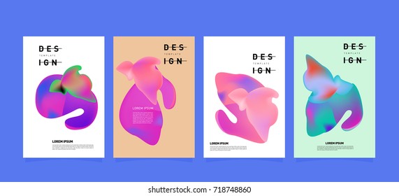 Abstract  Colorful curvy liquid covers and poster set. Bubble shapes layout design composition and template.
 