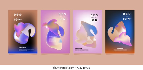 Abstract  Colorful curvy liquid covers and poster set. Bubble shapes layout design composition and template.
 