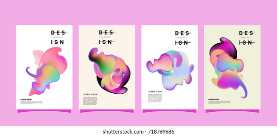 Abstract  Colorful curvy liquid covers and poster set. Bubble shapes layout design composition and template.