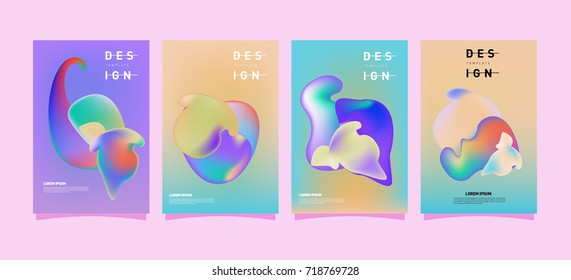 Abstract  Colorful curvy liquid covers and poster set. Bubble shapes layout design composition and template.