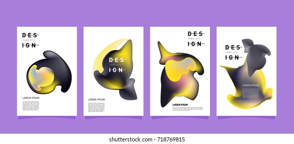 Abstract  Colorful curvy liquid covers and poster set. Bubble shapes layout design composition and template.