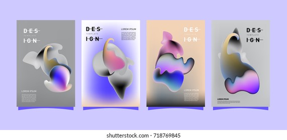 Abstract  Colorful curvy liquid covers and poster set. Bubble shapes layout design composition and template.