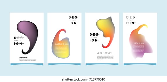 Abstract  Colorful curvy liquid covers and poster set. Bubble shapes layout design composition and template.