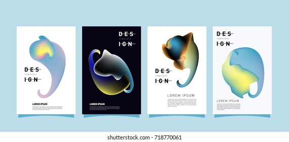 Abstract  Colorful curvy liquid covers and poster set. Bubble shapes layout design composition and template.