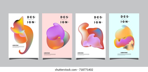 Abstract  Colorful curvy liquid covers and poster set. Bubble shapes layout design composition and template.