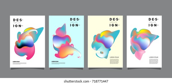 Abstract  Colorful curvy liquid covers and poster set. Bubble shapes layout design composition and template.