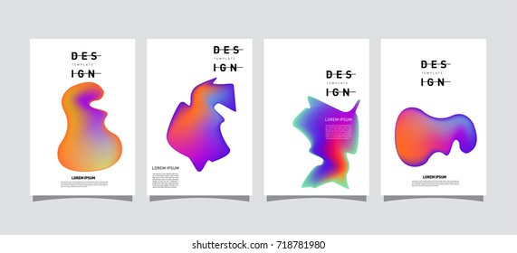 Abstract  Colorful curvy liquid covers and poster set. Bubble shapes layout design composition and template.