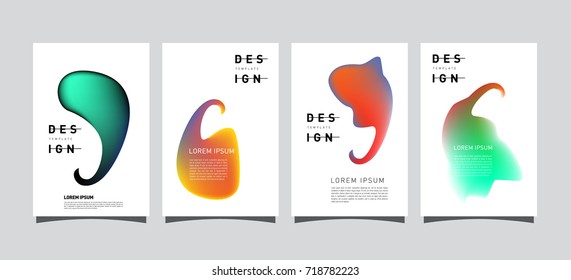 Abstract  Colorful curvy liquid covers and poster set. Bubble shapes layout design composition and template.