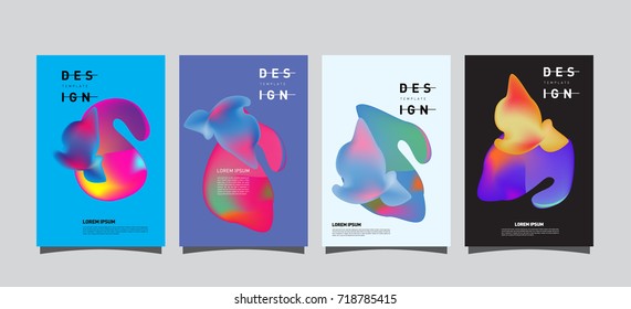 Abstract  Colorful curvy liquid covers and poster set. Bubble shapes layout design composition and template.
 