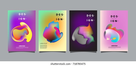 Abstract  Colorful curvy liquid covers and poster set. Bubble shapes layout design composition and template.
 