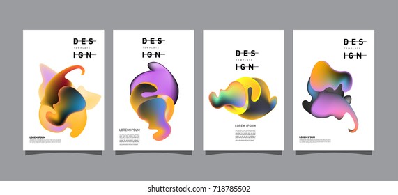 Abstract  Colorful curvy liquid covers and poster set. Bubble shapes layout design composition and template.
 