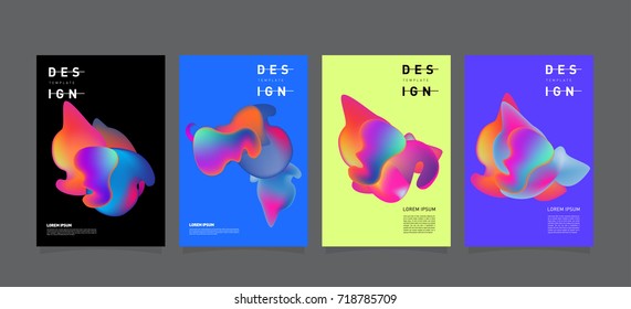 Abstract  Colorful curvy liquid covers and poster set. Bubble shapes layout design composition and template.
 