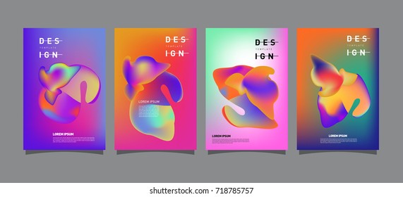 Abstract  Colorful curvy liquid covers and poster set. Bubble shapes layout design composition and template.
 