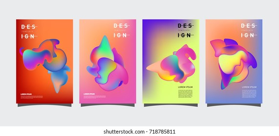Abstract  Colorful curvy liquid covers and poster set. Bubble shapes layout design composition and template.
 