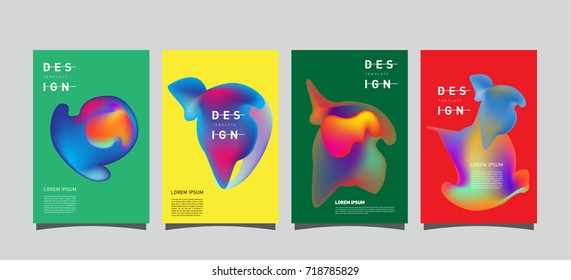 Abstract  Colorful curvy liquid covers and poster set. Bubble shapes layout design composition and template.
 