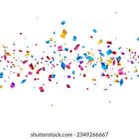 Colorful cut out foil ribbon confetti background. Design element. Vector illustration.