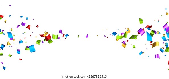 Colorful cut out foil ribbon confetti background. Vector illustration.