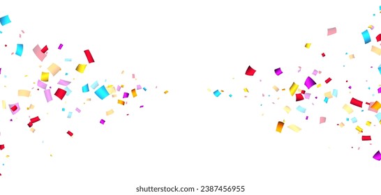 Colorful cut out ribbon confetti background. Design element for web, cards, flyers, invitations. Vector illustration.