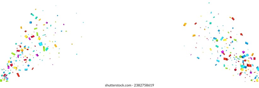 Colorful cut out ribbon exploding confetti background with space for text. Design element. Vector illustration.