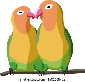 Colorful cute Agapornis or Lovebird isolated on white backround. The symbol of 
Valentine's Day. Vector illustration