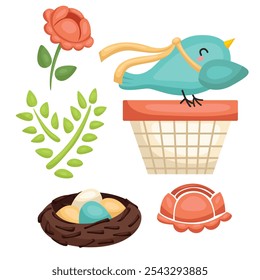 Colorful Cute Animal Bird House Cartoon Illustration Vector Clipart Sticker Decoration Accessories
