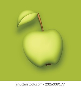 Colorful Cute Apple in Modern Plastic Style. Trendy Cartoon Object. Realistic Design Element. Modern Concept. Vector 3d Illustration