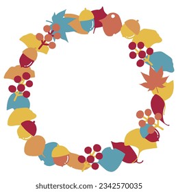 Colorful and cute autumn wreath illustration